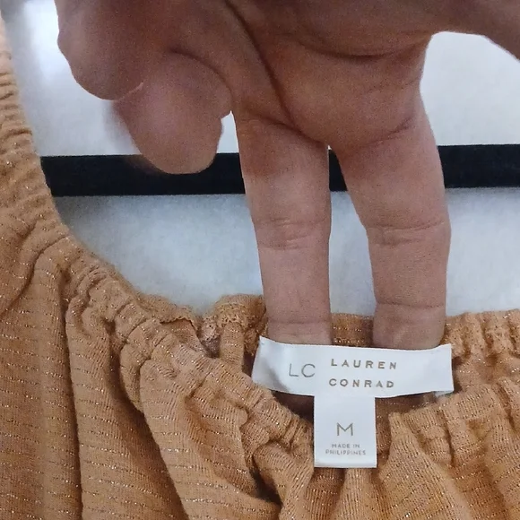 LC Lauren Conrad Puff Sleeve Peplum Blouses - Dusty Rose & Rust - Picture 2 of 5